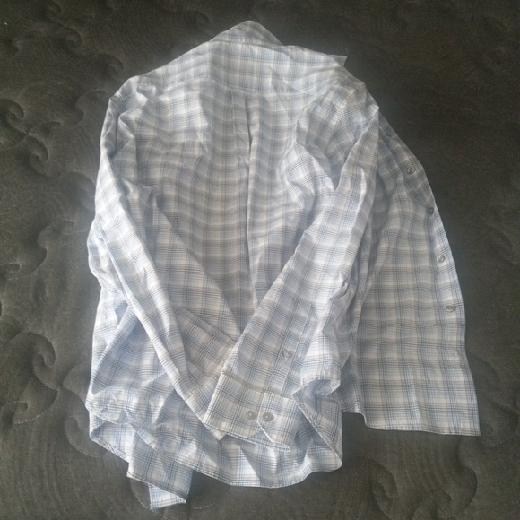 Large Slim Fit Apt. 9 Blue Men's Dress Shirt Short Sleeve Man's Button Up Solid - Picture 8 of 8
